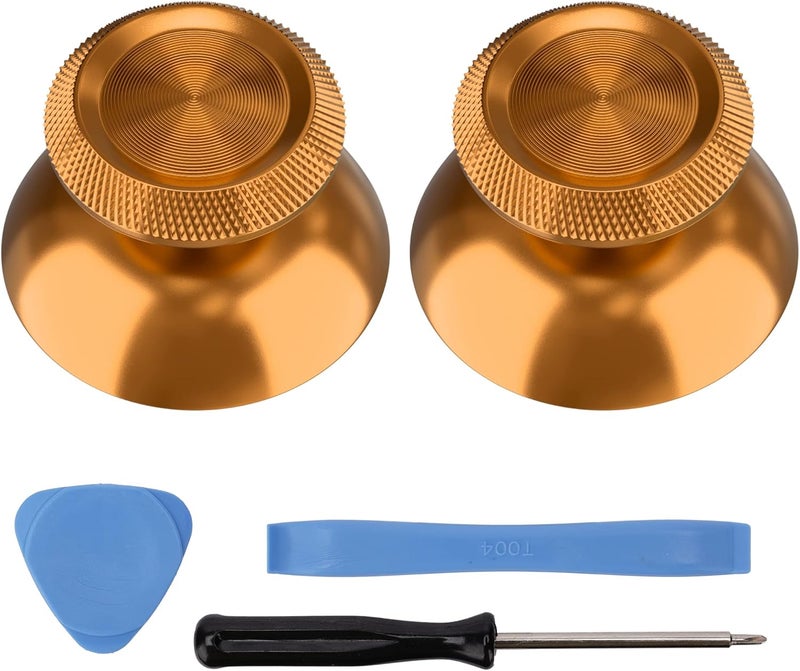 Avericht Metal Thumbsticks for PS5 Controller, Aluminum Joystick Replacement Kit for Dualsense Controller Accessories (Gold) - Image 1